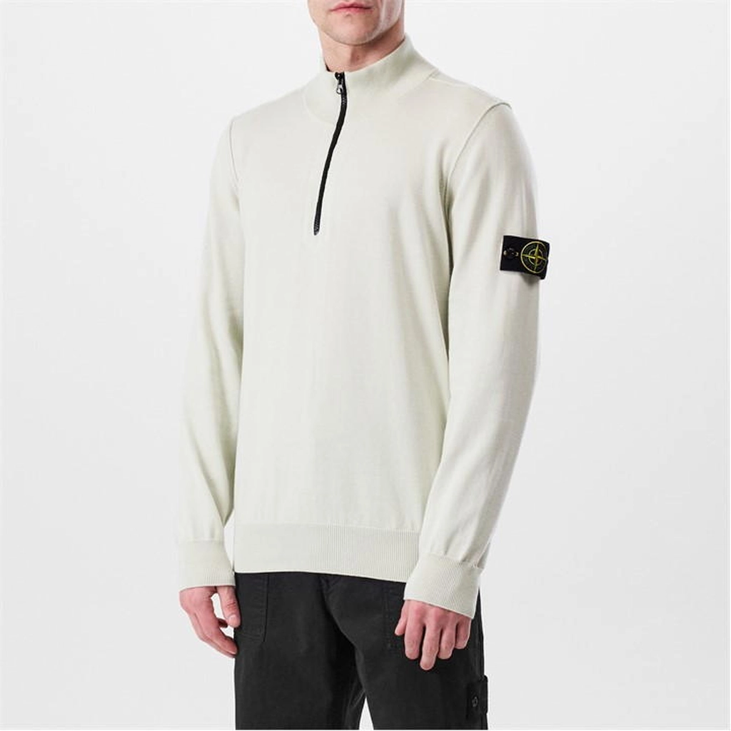 Stone Island Quarter Zip Knit Sweater - Beige